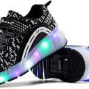 Nsasy Girls Boys Roller Shoes with LED Light Up Wheels Sneakers Kids Roller Skates Shoes for Kids for Children (Black)