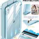 INFILAND Compatible with iPad A16 Case 11th Generation 11 Inch 2025, iPad 10th Generation Case 10.9 Inch 2022, Clear Slim Protective Cover with Apple Pencil Holder & Charging Adapter (Baby Blue)