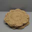 10 Set 13.8 Inch Round Woven Rattan Placemats Plate Chargers, Scalloped Edge Rattan Place Mats, Boho Farmhouse Braided Straw Table Mats for House Warming Gifts Dining Table Decor, Party