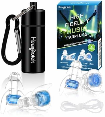 Hearprotek Concert Ear Plugs, 1Pairs Reusable high Fidelity Musician Ear Plugs for Concerts Loud Music-Noise Reduction Ear Protection earplugs for Rave,Festival,Music,Tinnitus Relief