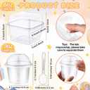 Jingmore 400 Pcs Plastic Dessert Cups with Lids and Spoons, 8 oz 9 oz Clear Dessert Parfait Appetizer Cups Square Disposable Party Serving for Yogurt Puddings Fruits Ice Creams Cakes