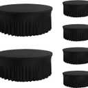 6 Pack Black Round Tablecloth 6FT, Spandex Fitted Table Cover with Elastic Edge and Skirt, Washable Circular Tablecloth for Wedding Party Buffet Banquet Reunion
