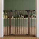 Mom's Choice Award Winner-Babelio 26-40" Metal Baby Gate with Black Wood Pattern, PressGuard C5 Easy Install Pressure Mounted Dog Gate for Stairs and Doorways, with Wall Protectors and Extension Kits