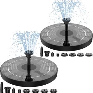 AISITIN 2.5W Solar Fountain for Bird Bath, 2 Pack Solar Water Fountain with 6 Nozzles & 4 Tube Supports, Solar Powered Fountain Pump for Garden, Pond, Pool, Fish Tank, Aquarium Outdoor