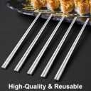 TINMARDA Metal Chopsticks Reusable 5 Pairs Stainless Steel Chopsticks Dishwasher Safe Square Lightweight Non-Slip Chop Sticks Present Set (Silver)