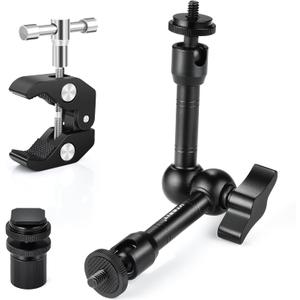 UTEBIT 9 inch Magic Arm with Super Clamp, 360 Ball Heads with 1/4" & 3/8" Threads Screws Articulating Magic Arm Camera Mount for Monitor, Flash, LED Light, Microphone, Camera Cage, Action Camera