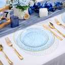 DaYammi 100 Pcs Clear Blue Gold Plastic Plates, Clear Hammered Plastic Plates, Blue Party Platos, Disposable Salad/Dessert Platos, 7-Inch Disposable Dessert/Appetizer Platos Perfect For Party