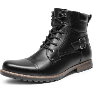 Bruno Marc Men's Motorcycle Combat Boots Zipper Biker Boot (13, Black)