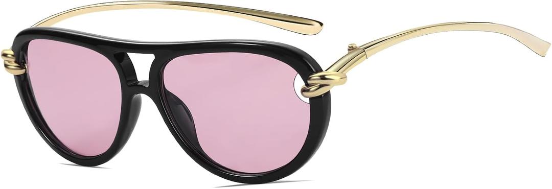 A LONG Retro Trendy Aviator Sunglasses for Women Double Bridge UV400 | Vintage Fashion, 70s Aviators