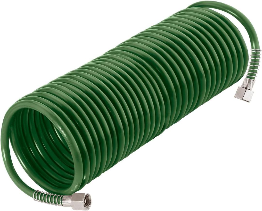 Recoil Air Hose, 33ft Air Compressor Hose, 3/8" External Diameter with Bend Restrictor, Only with Threaded Connector