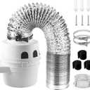 UPGRADEDTDIDVKZW Indoor dryer vent kit 10 Feet 3 In 1 Filter Bucket with 4 Inch Proflex Ducting Hose for Electric Dryers by Cenipar (White,Black,Silver)