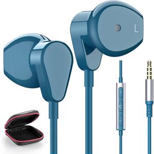 3.5mm Headphones Wired Earphones for Samsung Galaxy A25 A15 A12 A13 A03s A14 A23 A71, Noise Isolating Wired Earbuds with Microphone Song Skip Ear Bud Wired for/Moto G Power Pure/Pixel 5a 4a Android PC