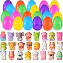 24 Pack Prefilled Easter Eggs with Animal Slow Squishy Toys, Easter Egg Slow Rising Squishy Fidget Toys Stress Relief for Kids Boys Girls Easter Egg Fillers, Easter Basket Stuffers Party Favor