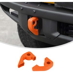 Linskip for Modular Steel Bumper Tow Hook Covers Fit for 2021-2025 Ford Bronco Accessory, Front Bumper Tow Hook Rubber Sleeve Protectors for Bronco Raptor Accessories(Orange)