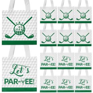 WPDISCZ 24pcs Golf Party Favor Bags Goodie Favor Bags Non-woven Bag with Handles for Golf Party Supplies Birthday Supplies (Green)