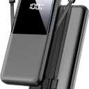 Portable Charger Power Bank - 15000mAh Fast Charging Powerbank Travel Camping Essential Battery Pack with Built in 22.5W Output Cable Compatible with iPhone 17 16 15 14 13 Samsung Google iPad, 1 Pack