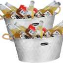 iHoo Galvanized Tub, 2 Pcs Large Ice Buckets for Parties -Galvanized Drink Buckets for Indoor or Outdoor Bars