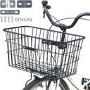 Japard Bicycle Basket for Adult Bikes Dogs, Extra Wide 20 inch Front Handlebar Large Metal Heavy Duty 10 inch Deep Larage Capacity Hardware Not Included, Black