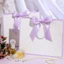 Silkfly 12 Pcs Thank You Gift Bags with Handle 12x10x4'' Welcome Elegant Gifts Bag with Bow Ribbon for Mother's Day Wedding Graduation Bridesmaid Baby Shower Birthday Housewarming (White,Lavender)