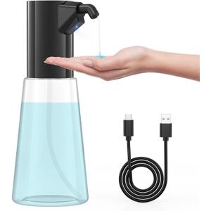 Automatic Liquid Soap Dispenser Touchless,Hand & Dish Electric Dispenser 4-Level Adjustable,450ML Waterproof Rechargeable Kitchen Auto Soap Pump,The Bottle is Replaceable(Black)