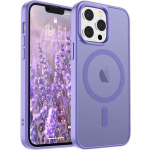 SUPFINE Magnetic for iPhone 12 Pro Max Case (Compatible with MagSafe) (Military Grade Drop Protection) Slim Translucent Matte Shockproof with Anti-Fingerprint Phone Case,Purple