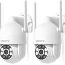 2K Security Cameras Outdoor, 360Pan-Tilt View 2.4G/5G WiFi Security Camera with Motion Tracking, Spotlight & Siren, 2-Way Audio, Full Color Night Vision, Waterproof (Pack of 2)