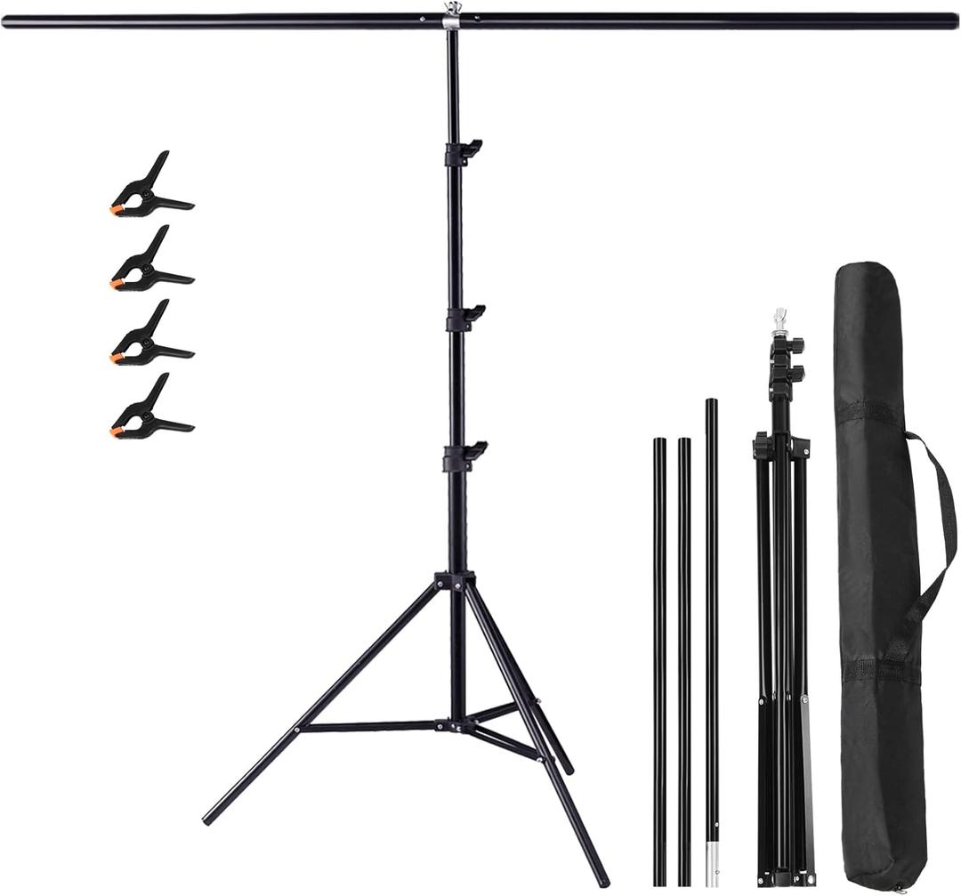 Meking T-Shape Photo Backdrop Stand, 8.56 x 6.56ft PVC Background Photography Support Stand System Kit with Carrying Bag & 4 Spring Clamps (Bag Only)