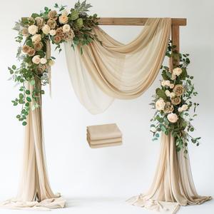 Wokceer Champagne Wedding Arch Draping Fabric Backdrop 3 Panels 28.7" X 20FT Sheer Drapes Fabric for Wedding Arbor Ceremony Party Wokceer Champagne Wedding Arch Draping Fabric Backdrop 3 Panels 28.7" X 20FT Sheer Drapes Fabric for Wedding Arbor Ceremony Party