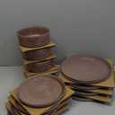 MONITO 12PCS Stoneware Plates and Bowls Set, Ceramic Dinnerware Sets, Service for 4, Chip and Scratch Resistant Dish Set, Microwave and Dishwasher Safe, Housewarming Party Holiday Gift, Vintage Brown