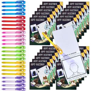 JoyCat 6 Pcs Invisible Ink Pens with UV Light for Kids with Notebooks,Spy Pen Magic Markers for Secret Message,Class Prizes for Students Bulk,Birthday Gift for Boys Girls
