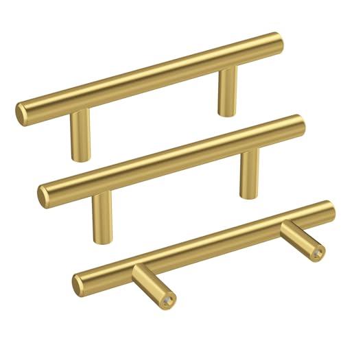 Haidms 20 Pack | 3 Inch Cabinet Handles Gold Stainless Steel Kitchen Drawer Pulls Cabinet Pulls 5 Inch Length, 3 Inch Hole Center
