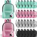 Amylove 24 Pcs Classic Backpacks Bulk 14 Inch Back Packs for Boys Girls Assorted Colors Backpack Unisex School Bag Bulk for Daypack (Bright Color) (Gray, Green, Black, Pink)