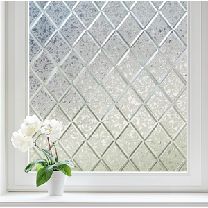 Haton Window Privacy Film Decorative Frosted Glass Window Film, Sun Blocking Stained Glass Clings, Static Cling Removable Stickers for Home Door Coverings, Lattice Pattern 17.5" x 78.7"