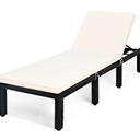 Gymax Patio Cushioned Rattan Lounge Chair Chaise Couch w/ Adjustable Height Outdoor