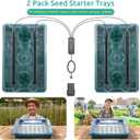 Seedfactor 2 Packs Seed Starter Tray with Grow Light, 40-Cell Seedling Starter Trays Kit with Automatic Timer, Adjustable Light, Full Spectrum, Humidity Dome, Seedling Tray for Plants Indoor-Clear
