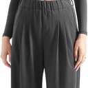 SUUKSESS Women Wide Leg Pants Elastic High Waisted Work Pants Flowy Palazzo Pants (Pink, L)