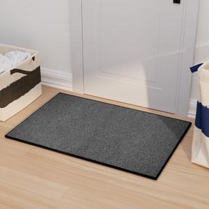 AREDO Door mat with Non Slip Rubber Backing, Washable Soft Floor Carpet for Kitchen, Hallway, Entryway Indoor, Bedroom, Laundry, Low Pile Area Rugs, Solid Color with Pointillism Style, 2 * 3 ft Black