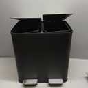 Garvee Trash Can, 2 x 4 gal (2 x 15 L) Garbage Can for Kitchen Dual Compartment Recycling Kitchen Step Trash Bin, Stainless Steel Trash and Recycle Bin Combo with Soft-Close Lid,Black