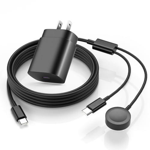 2 in 1 Samsung Watch Charger, 25W USB C Galaxy Phone Charger with 6ft Magnetic Cable Compatible with Galaxy Watch 8/7/Ultra/6/6 Classic/5/5Pro/4/4 Classic/3/Active2/1/S24/S23/S22/21/20