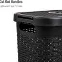 Mind Reader Slim Laundry Hamper with Lid, 40L Clothes Basket, Narrow Tapered Design with Ventilated Cutout Pattern, Plastic, Black