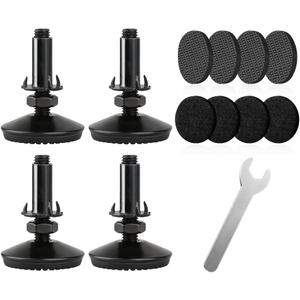 4 Set M10 Adjustable Leveling Feet, Heavy Duty Height Adjuster Furniture Leveler Foot With T Nut, Screw On Cabinet Restaurant Table Chair Self Levelers Leg (2" Base Dia & Thread Length, Black)