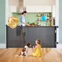 Hardware Mount Retractable Baby Gates for Stairs with Auto-Lock,33" Tall,Extends up to 71" Wide Mesh Double Lock Safety Baby Dog Pet Cat Gate for Doorways,Child Gate for Hallways Kitchen Indoor Black