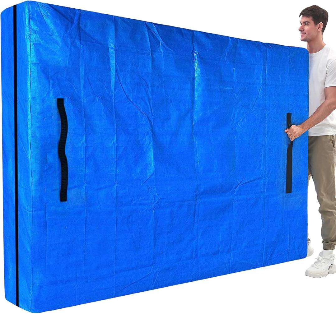 Mattress Bags for Moving, BETU Mattress Protector Waterproof Mattress Cover Full Size Storage Bags with 8 Heavy-Duty Handles and Zipper for Bed Extra Thick Large Reusable (77"x57"x15" Blue)