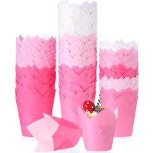Havawish 500 Pcs Standard Size Light Pink Tulip Cupcake Liners, Party Cupcake Baking Liners Greaseproof Wrappers Muffin Liner Holders for Wedding Birthday Baby Shower Holiday Party Baking Cups
