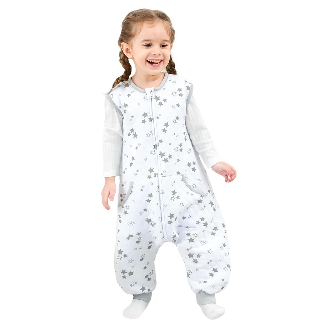 HOMEAL Toddler Sleep Sacks for 3t-5t, 1.0 TOG Sleeveless with Feet, Baby Sleep Sack
