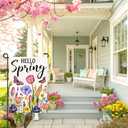 Hello Spring Garden Flag 12x18 Inch, Colorful Tulip & Wildflower Yard Flag with Butterflies, Double Sided Burlap Outdoor Seasonal Decoration for Porch Lawn Garden DF1098