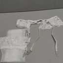 Women Floral Lace Garter Belt P Mesh Suspender Belt with 4 Straps Metal Clip for Thigh Highs Stocking (M, White)