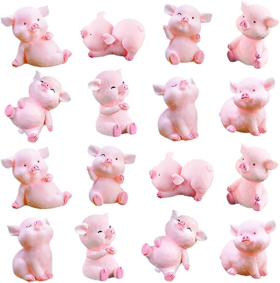 MAOMIA Miniature Pig Figurines,8 Pcs Cute Pink Piggy Toy Figures Toy Cake Toppers Decoration for Fairy Garden Car Party DIY Craft Project Decor