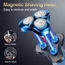 Men's Electric Razor, Upgraded 4D Floating Magnetic Blade Head Rotary Shaver, 3-in-1 Multifunctional for Beard/Nose/Sideburns, IPX7 Waterproof Rechargeable Cordless Shaver, Turbo Speed, Gift for Men