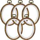 Oval Embroidery Hoops 5PCS  5 x 4 Inch Resin Imitation Wood Hoops for Cross Stitch, Sewing & Needlework  Vintage Decorative Frames for Crafts & Display